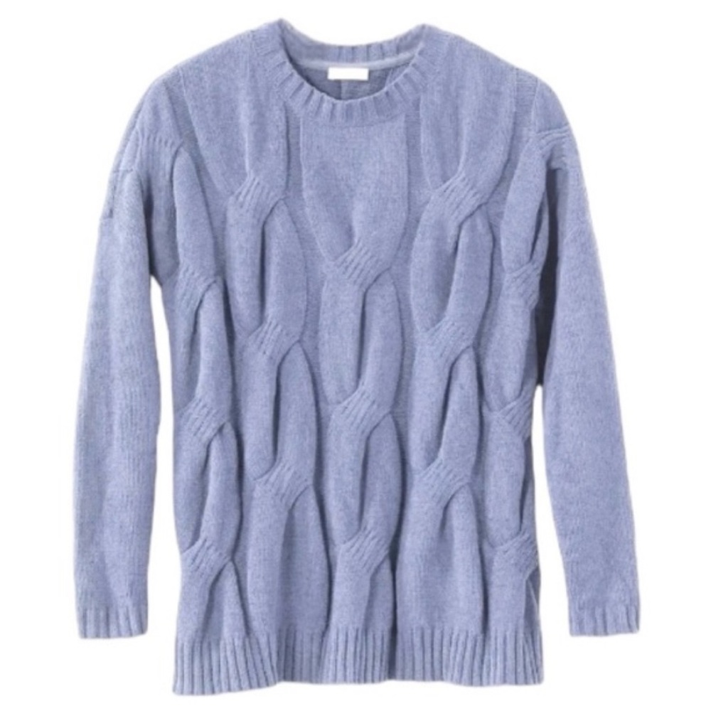NWT J.Jill Chenille Sweater BluQuartz Cable Knit Chunky Pullover SZ S